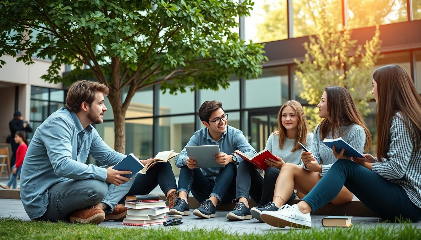 Student using learning strategies while studying