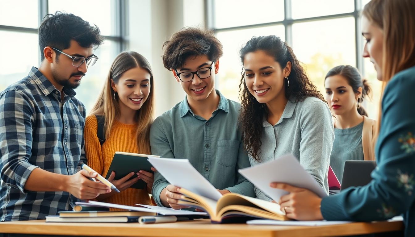 Students collaborating in study space